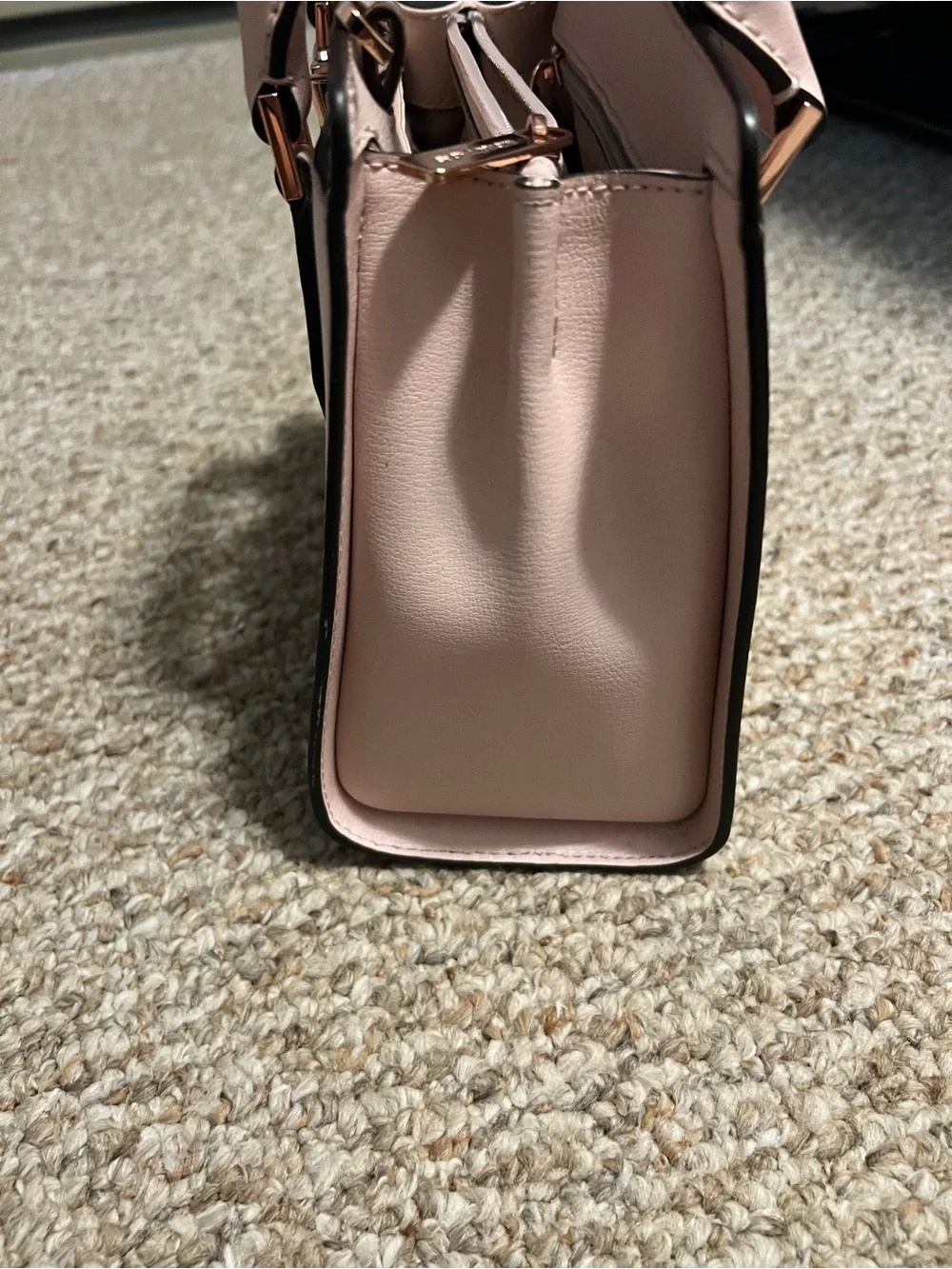 Michael Kors Blush Pink Leather Top-Handle Satchel with Gold MK Emblem